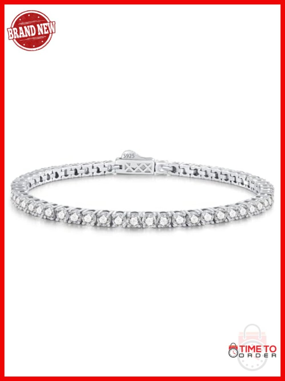 Moissanite Tennis Bracelet S925 Sterling Silver White Gold Plated 5.1CT